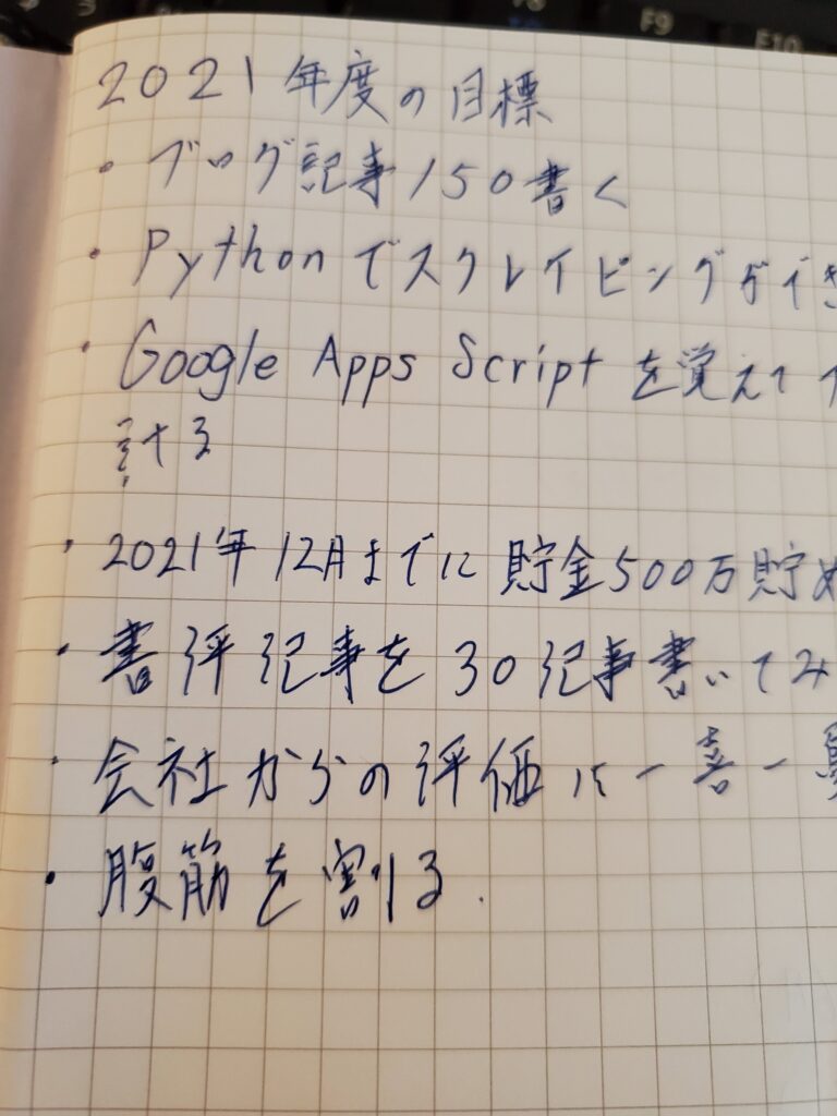 バレットジャーナルに書いた自分の目標