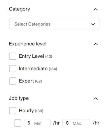 upwork filtering